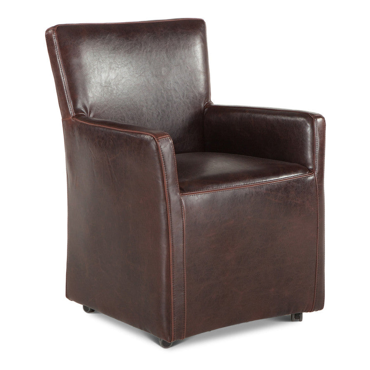 Peabody 25" Wheeled Armchair in Brown Leather