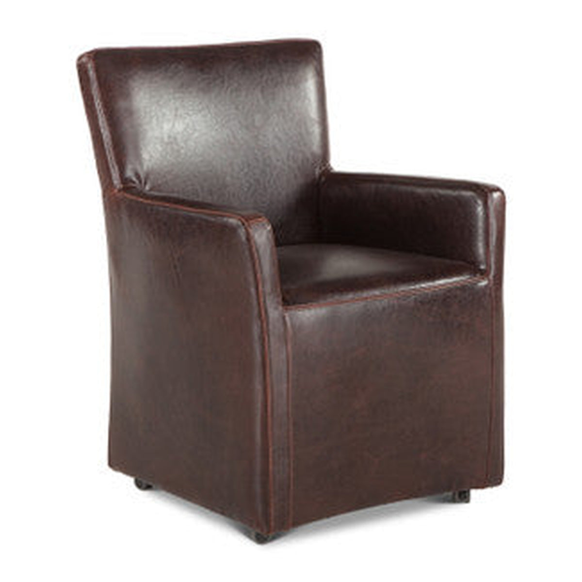 Peabody 25" Wheeled Armchair in Brown Leather