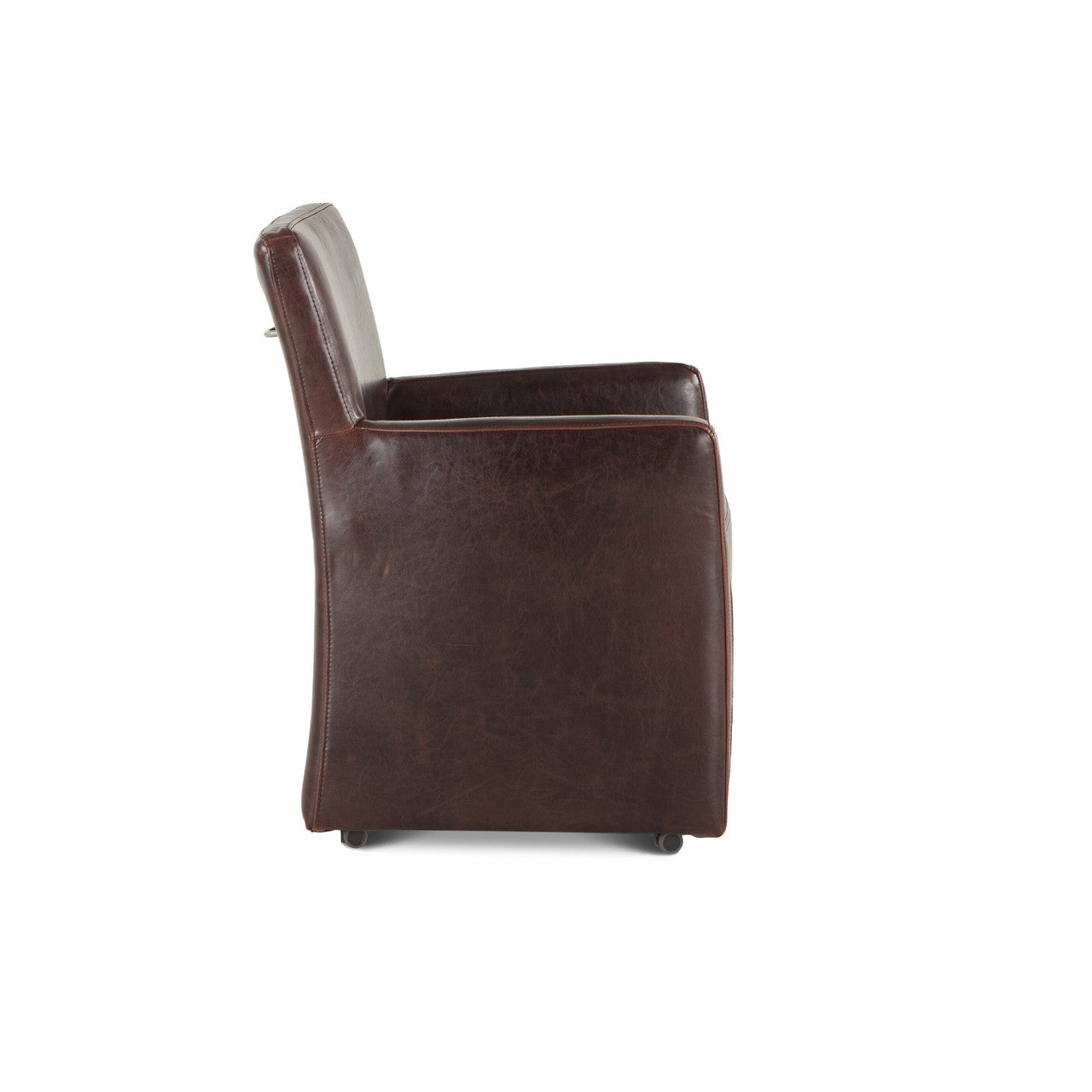 Peabody 25" Wheeled Armchair in Brown Leather