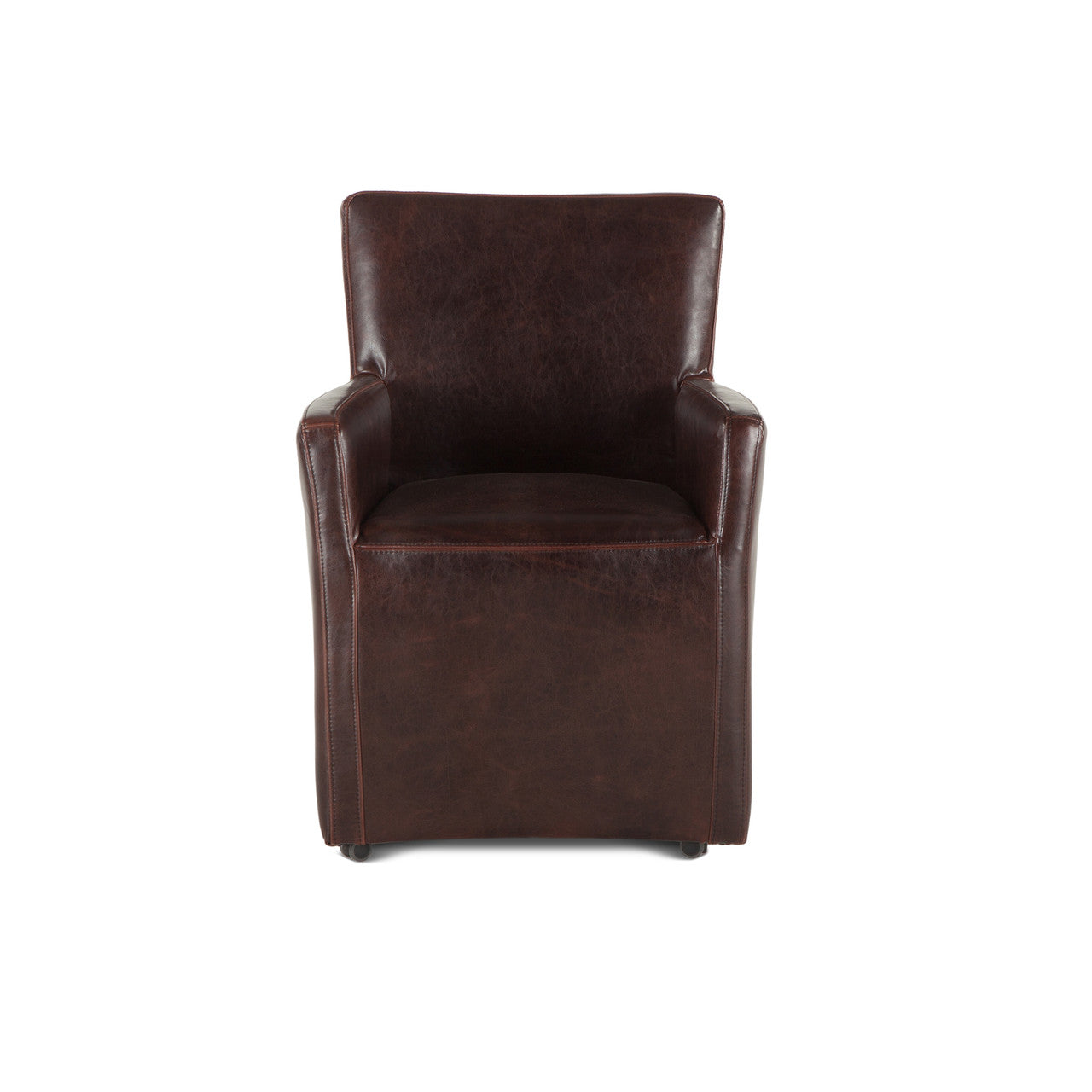 Peabody 25" Wheeled Armchair in Brown Leather