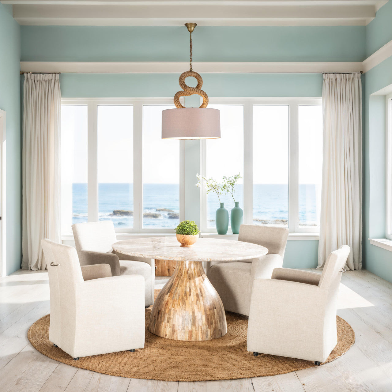 Peabody 25" Wheeled Armchair in Beige Linen