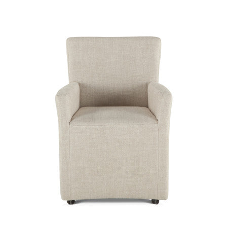 Peabody 25" Wheeled Armchair in Beige Linen