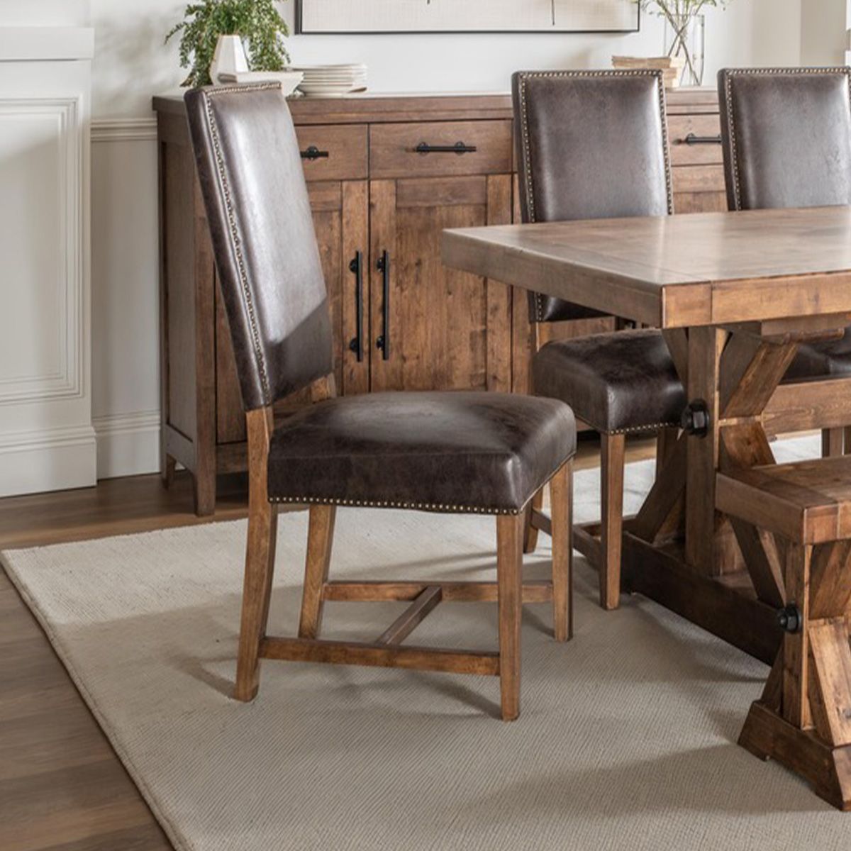 Darcy Warm Brown Leather Dining Chairs