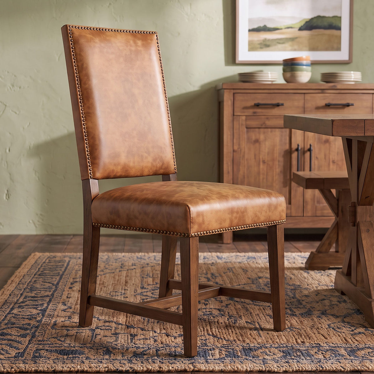 Darcy Dining Chair in Warm Brown Leather with Earth Legs - image 3