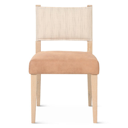 Maya 21" Dining Chair in Durango Linen and Antique Leather with Napoleon Legs