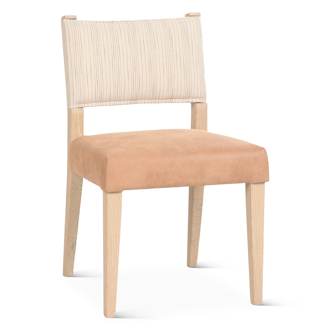 Maya 21" Dining Chair in Durango Linen and Antique Leather with Napoleon Legs
