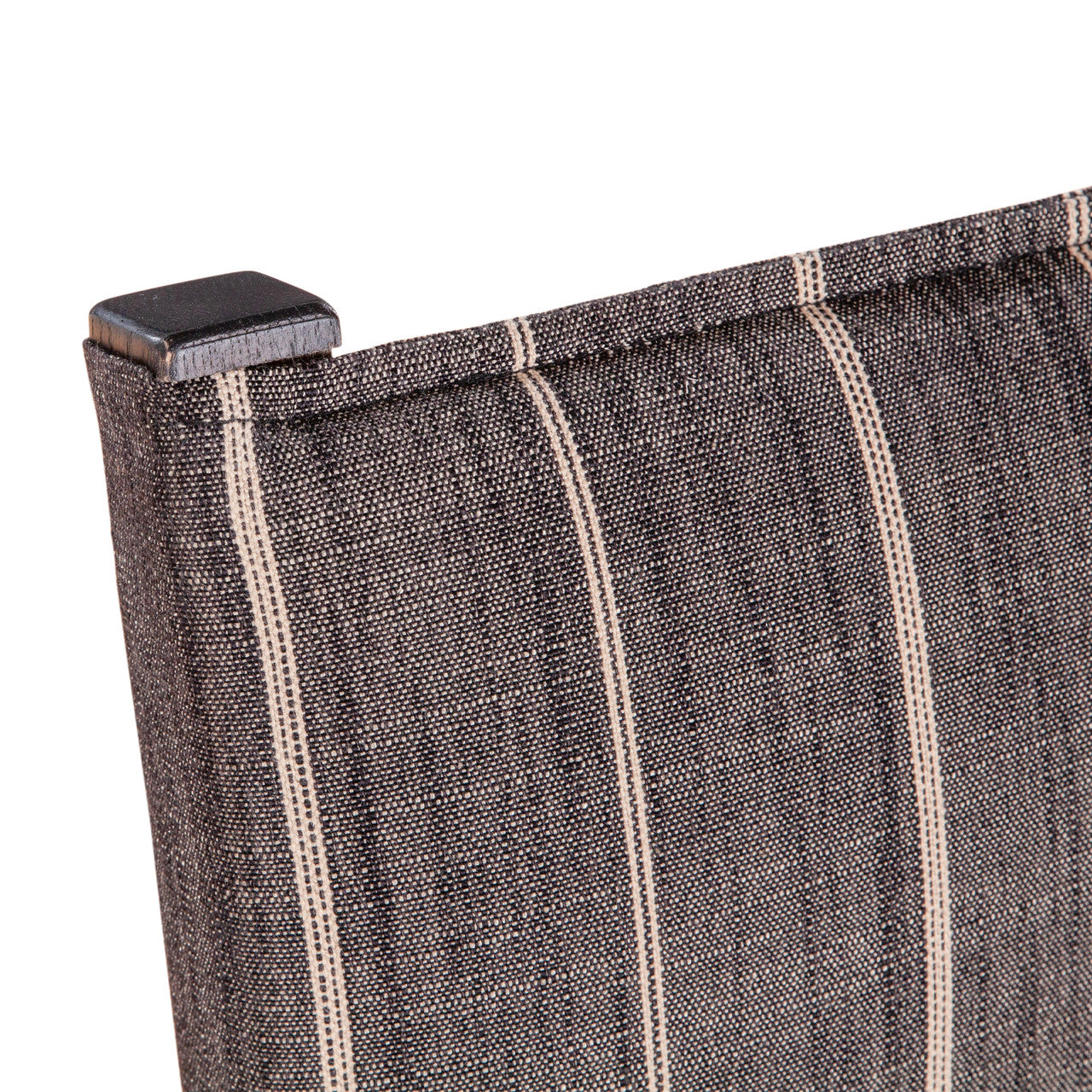 Maya 21" Dining Chair in Black Striped Linen and Black Leather