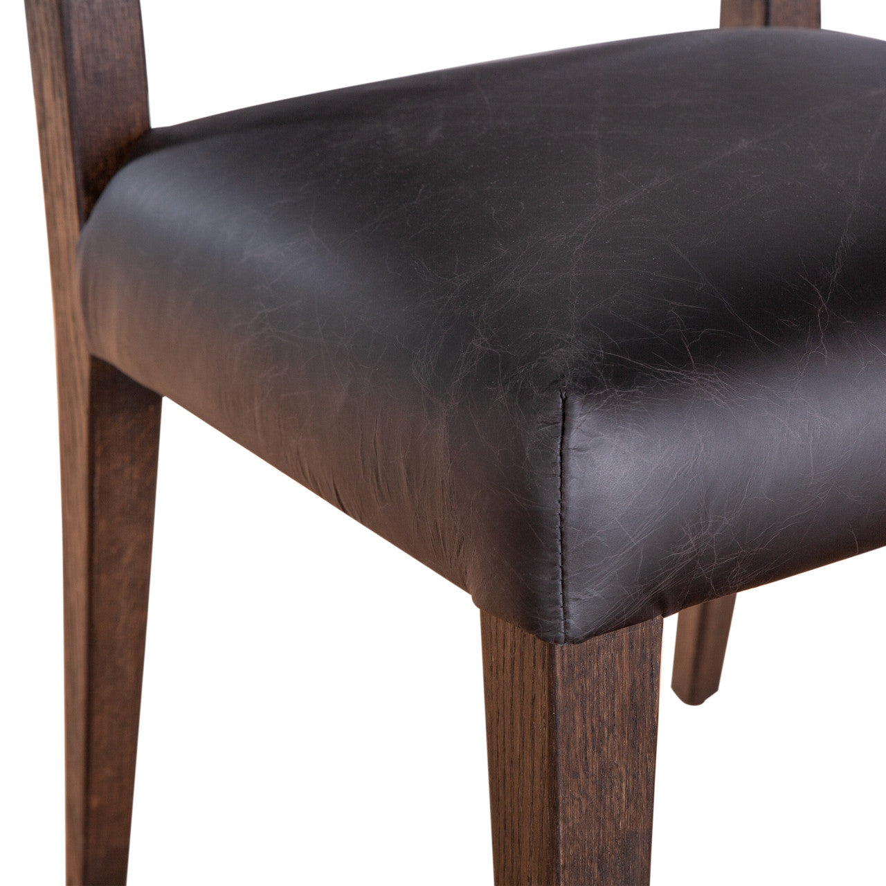 Maya 21" Dining Chair in Black Striped Linen and Black Leather