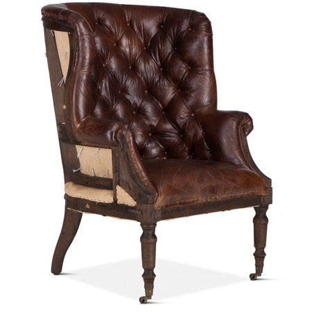Churchill Deconstructed Armchair with Vintage Cigar Leather