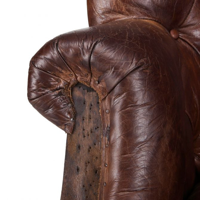Churchill Deconstructed Armchair with Vintage Cigar Leather