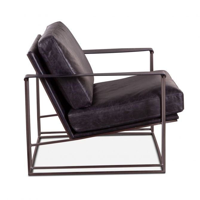 Bogart Armchair in Ebony Black Leather