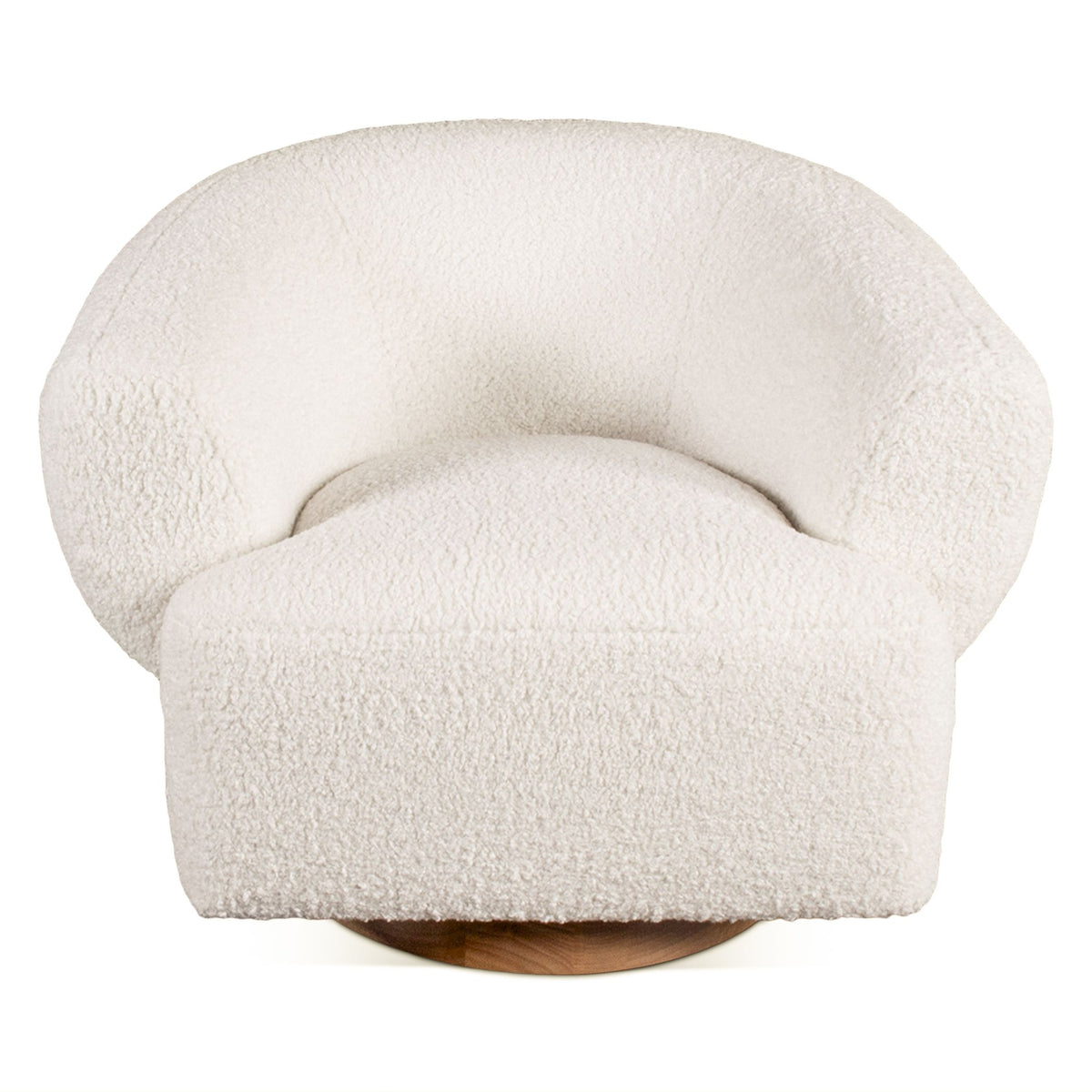 Estelle 35" Swivel Accent Chair in Cream Boucle Fabric - manufacturer view 2