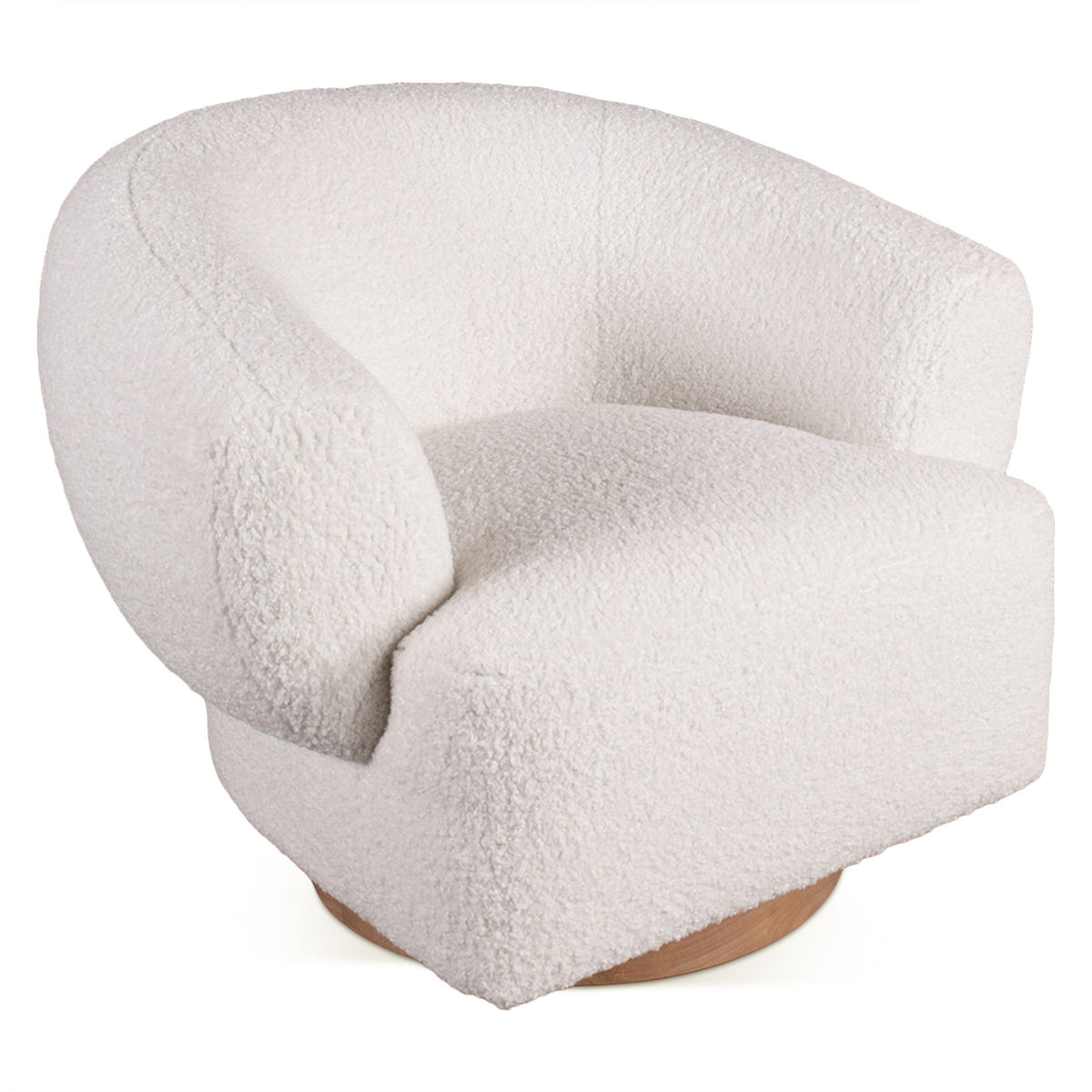 Estelle 35" Swivel Accent Chair in Cream Boucle Fabric - manufacturer view 1