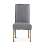 Jones 24" Upholstered Dining Chair in Warm Gray Linen with Napoleon Legs