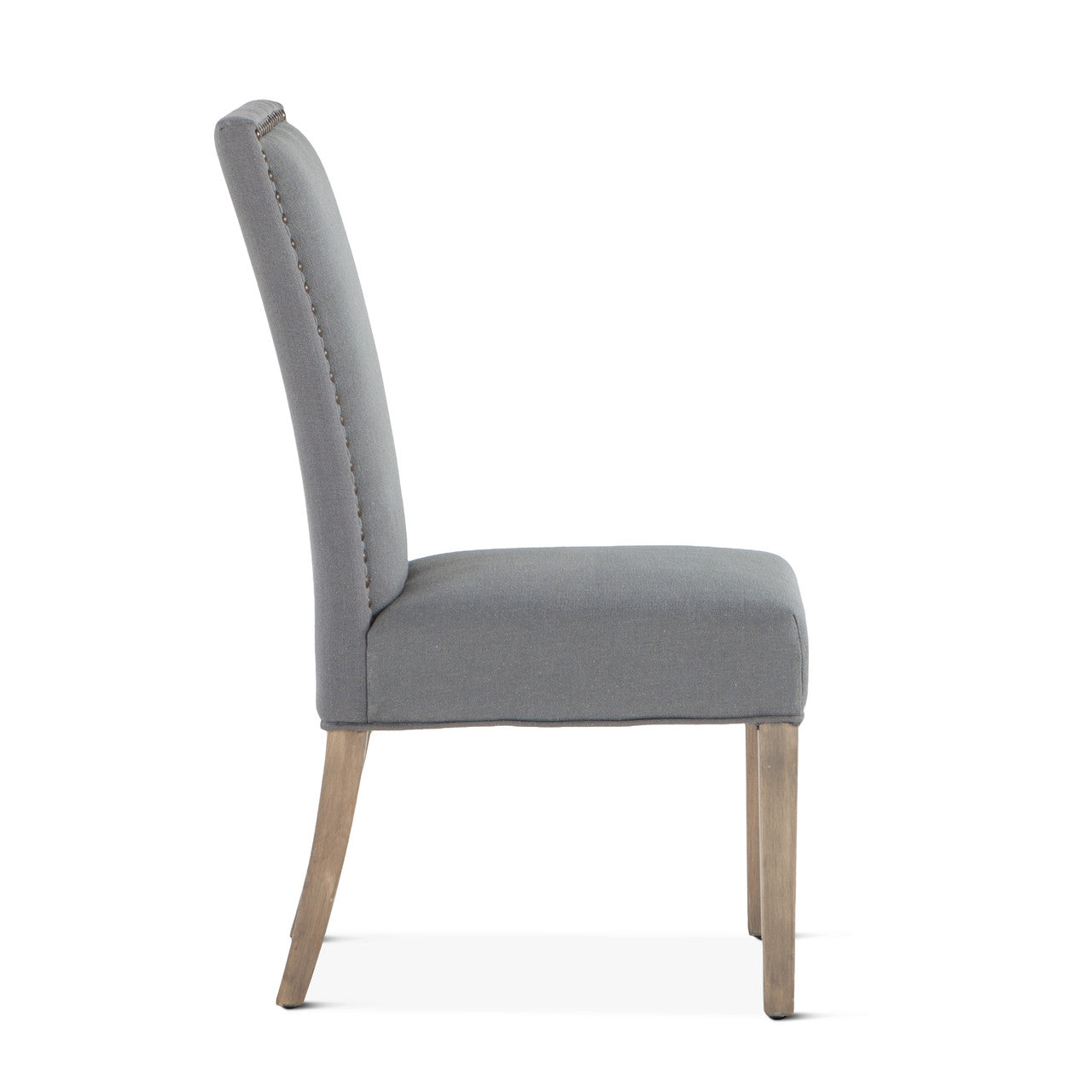 Jones 24" Upholstered Dining Chair in Warm Gray Linen with Napoleon Legs