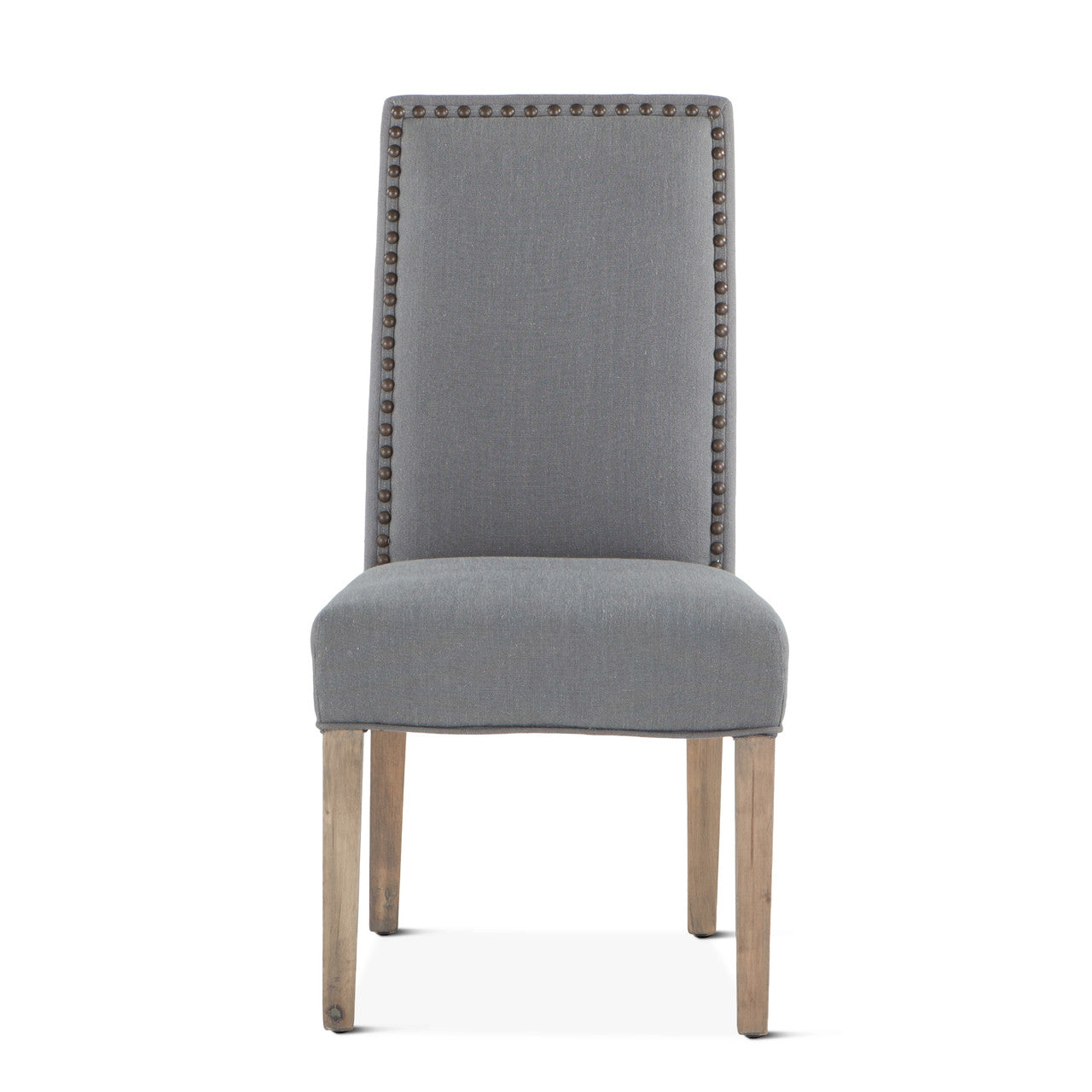 Jones 24" Upholstered Dining Chair in Warm Gray Linen with Napoleon Legs