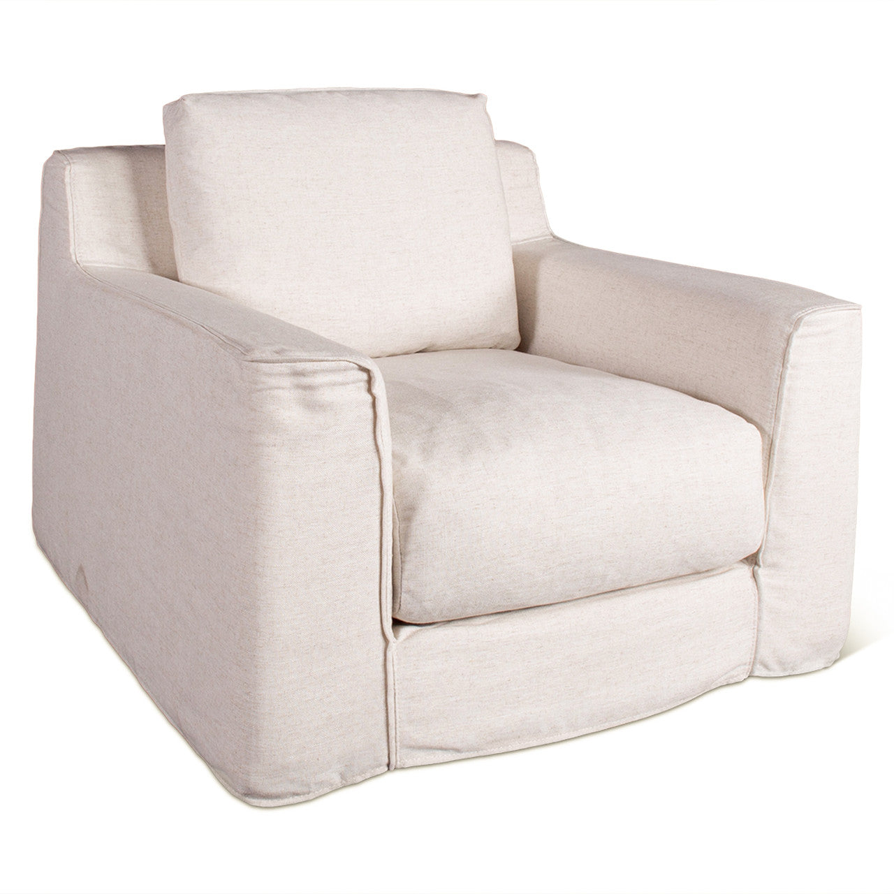 Palladium Swivel Accent Chair in White Linen Slipcover