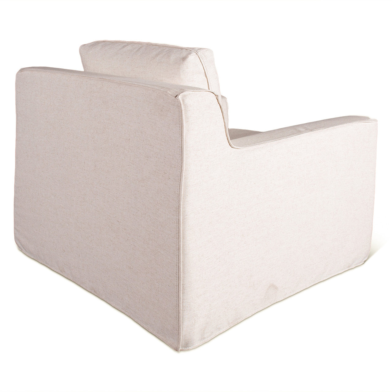 Palladium Swivel Accent Chair in White Linen Slipcover