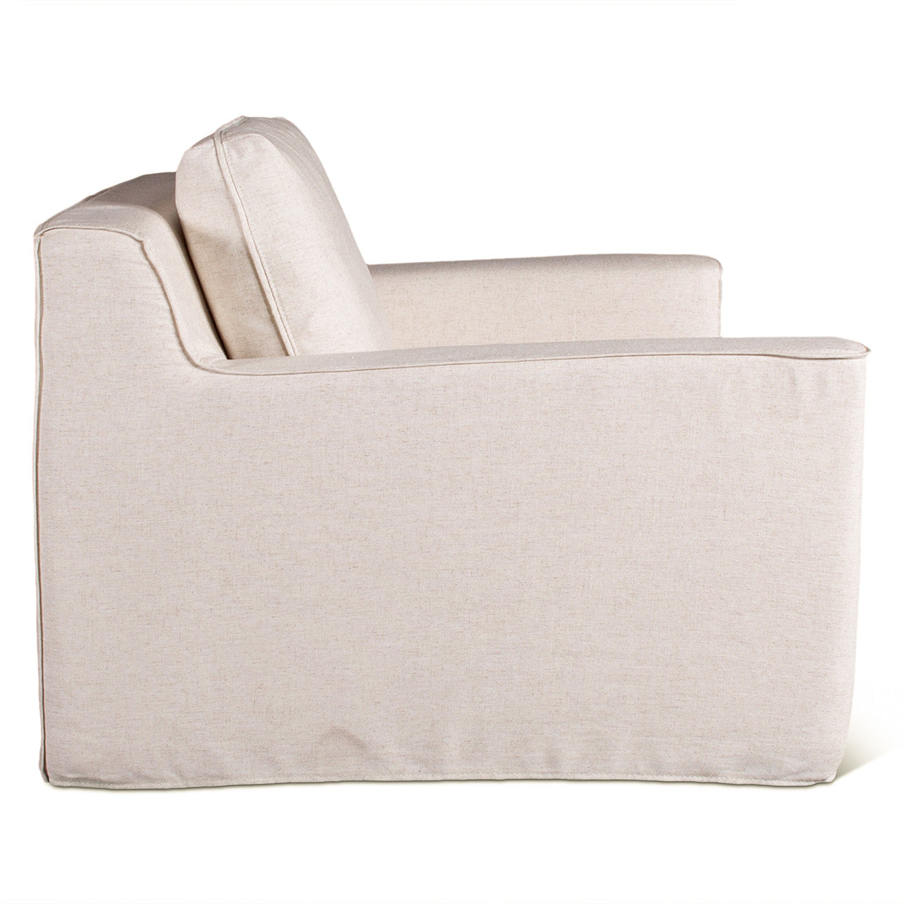 Palladium Swivel Accent Chair in White Linen Slipcover