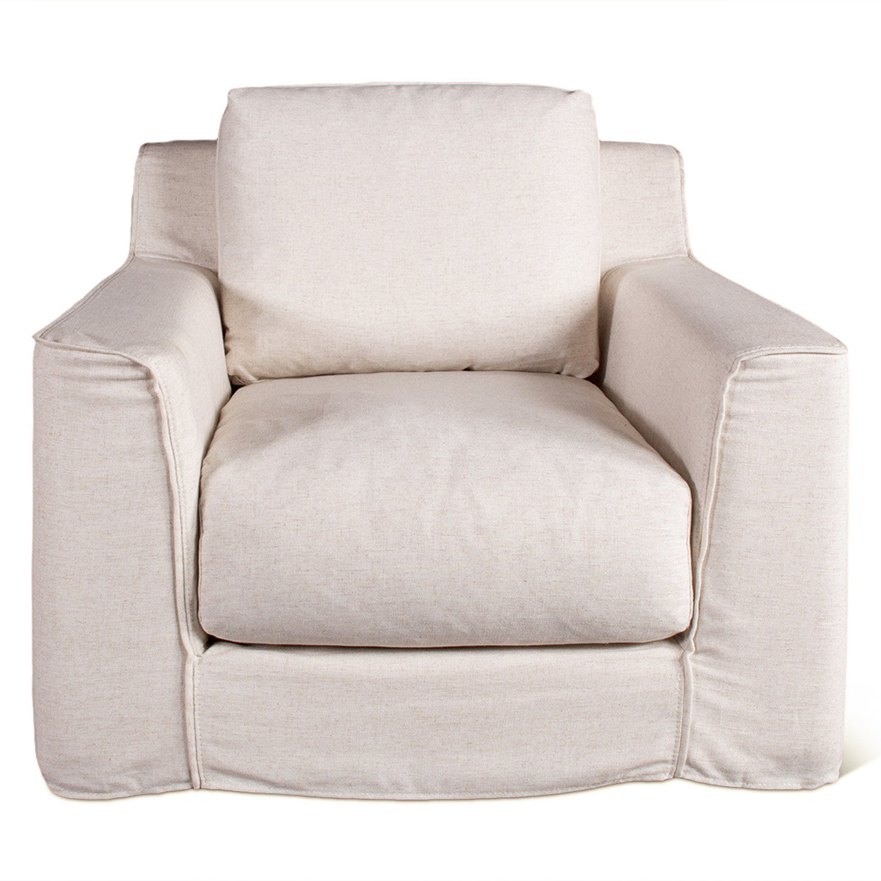 Palladium Swivel Accent Chair in White Linen Slipcover