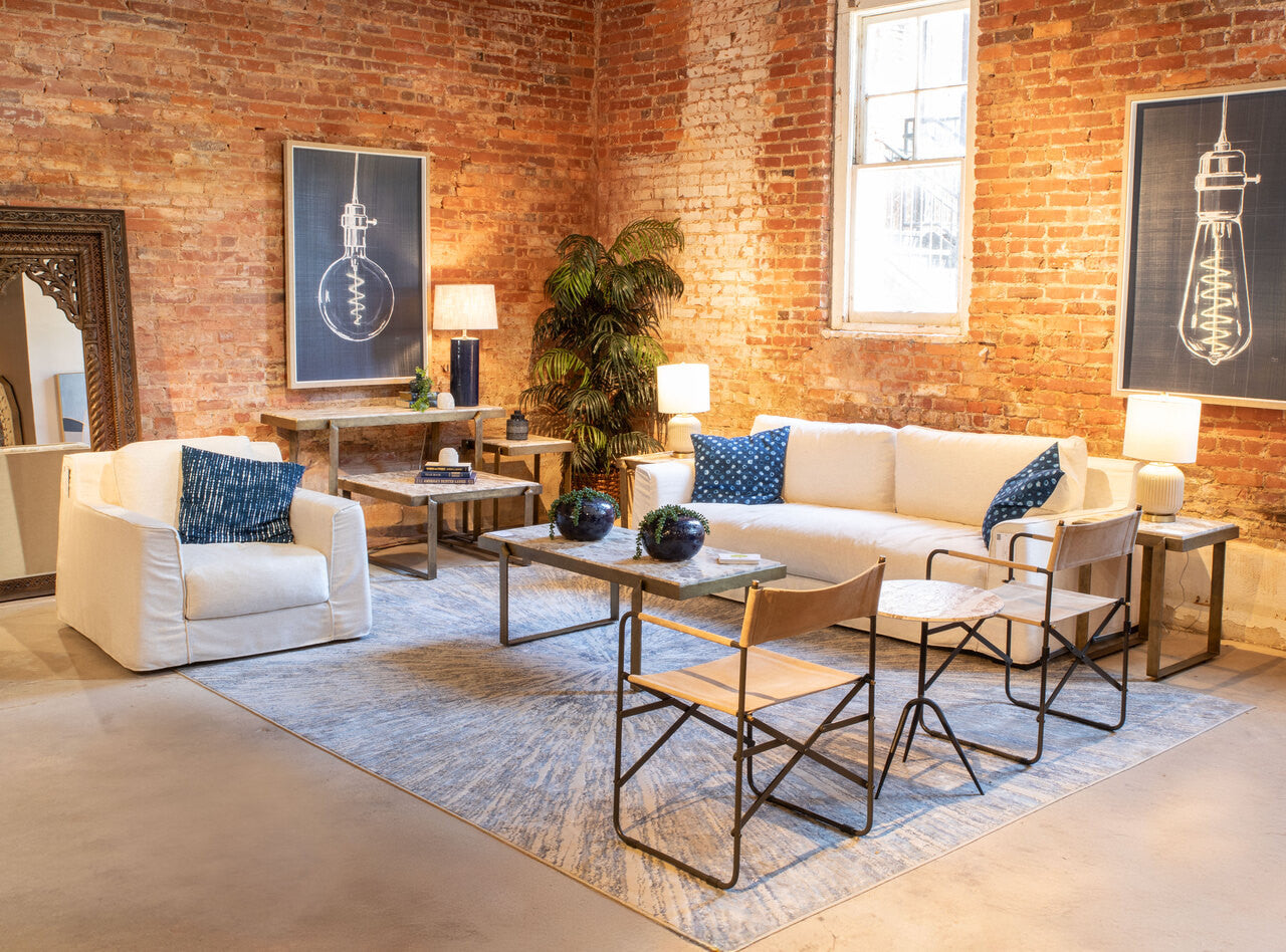 Palladium Sofa in White Linen Slipcover