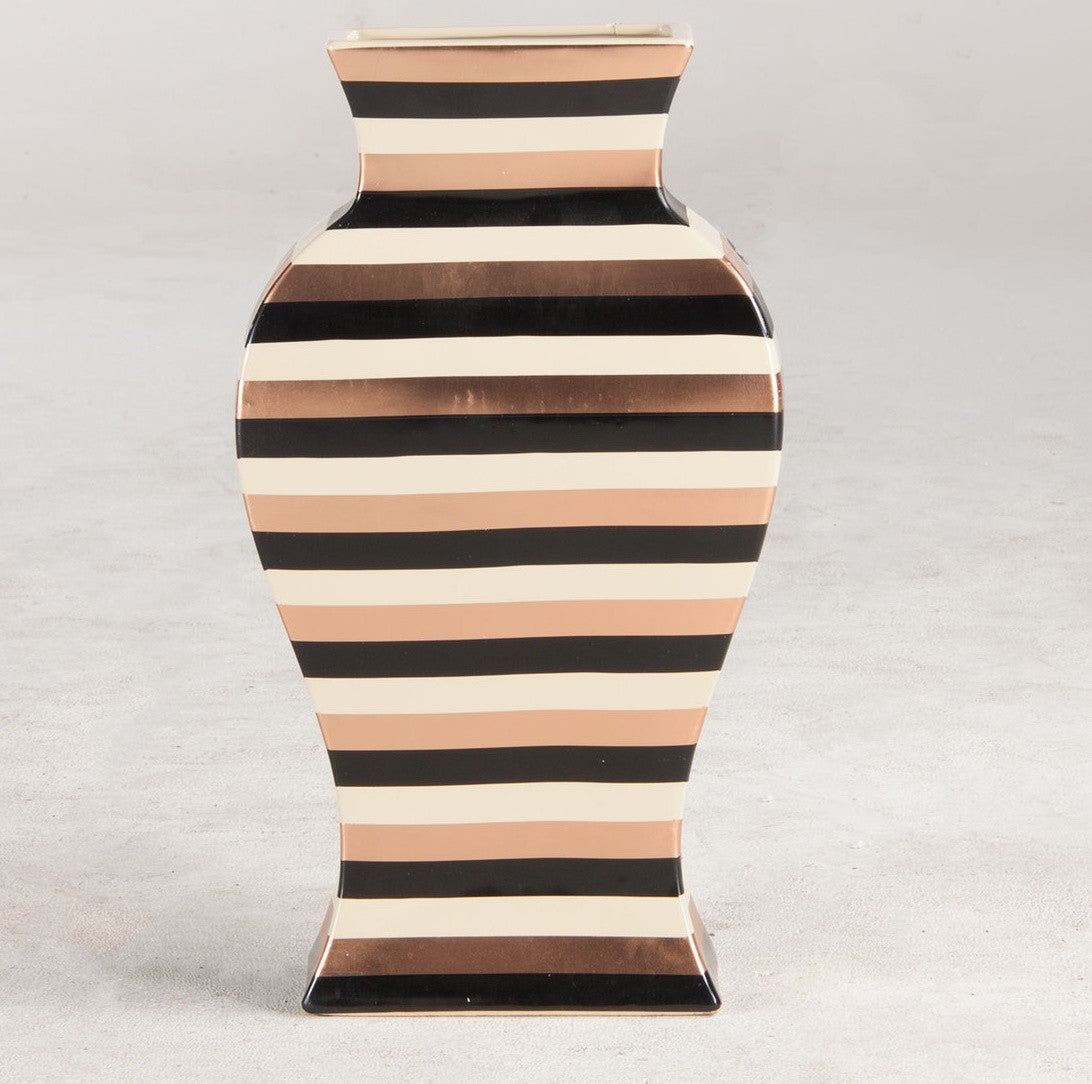 Hand-Painted Striped Ceramic Vase