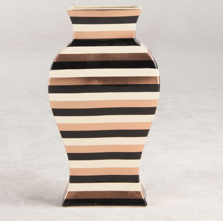 Hand-Painted Striped Ceramic Vase