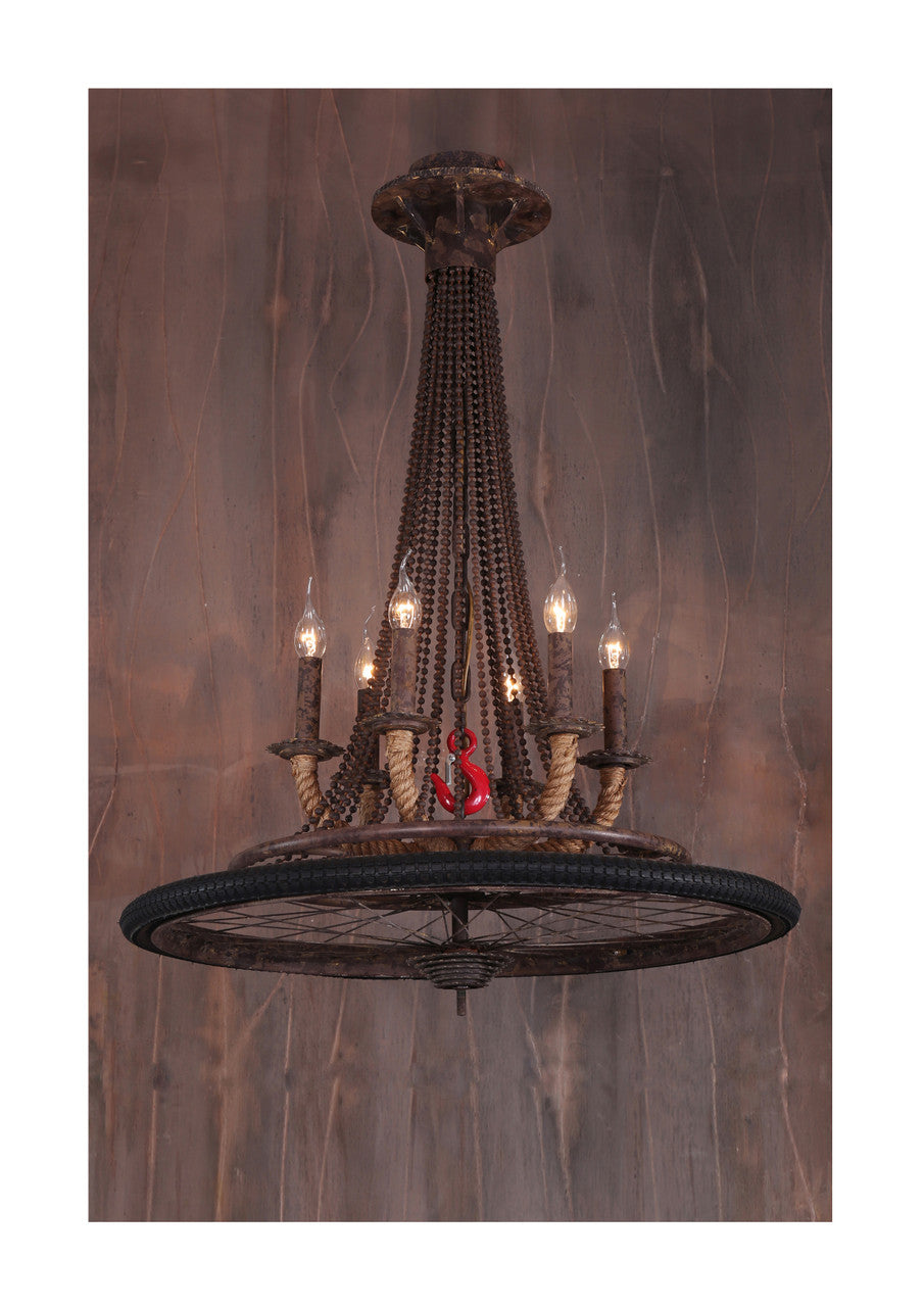 Vintage Bicycle Wheel Pendant With 3 Lights