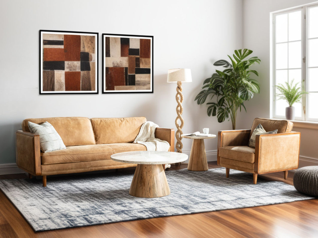 Vintage Light Rope Floor Lamp with Shade