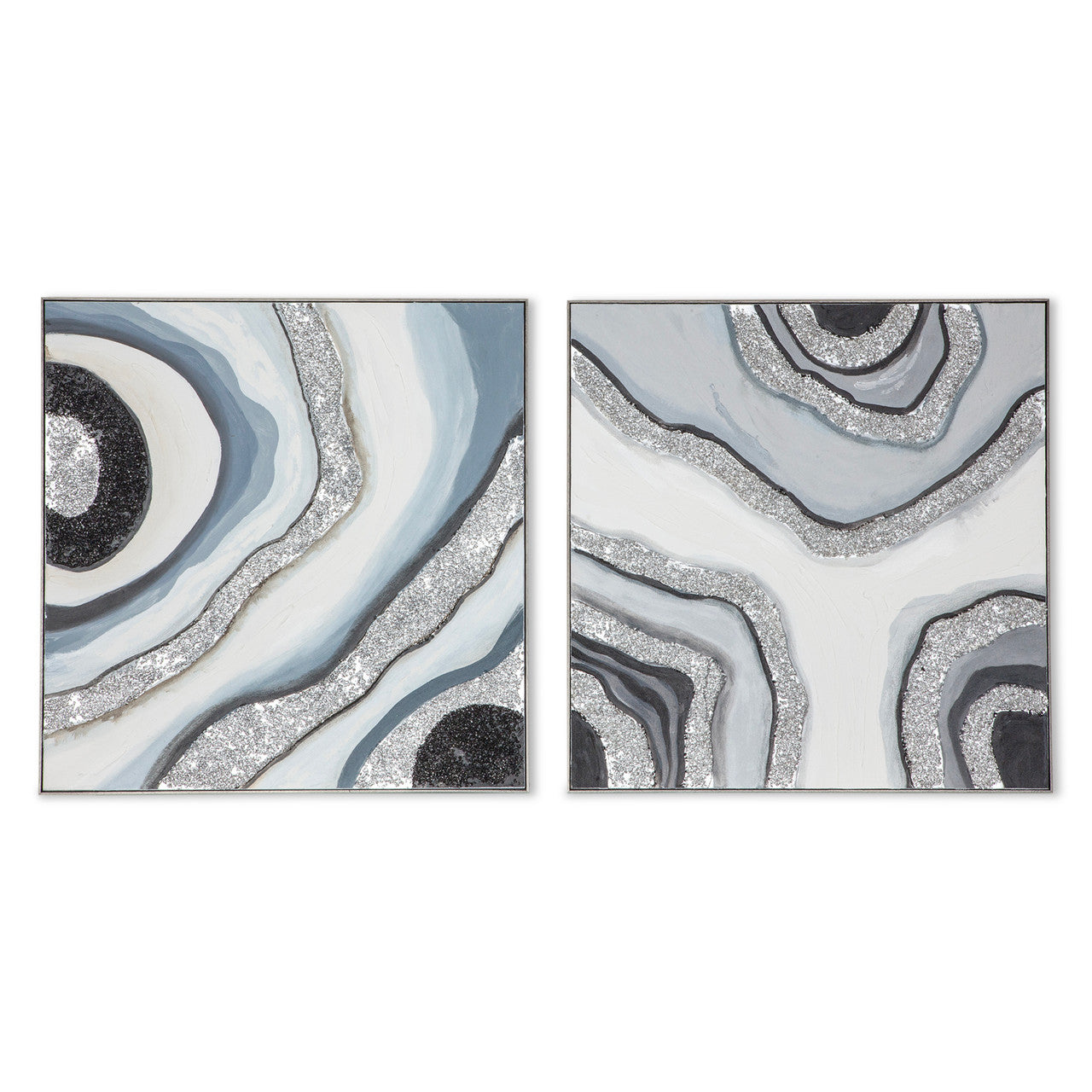 Agate Allure Hand Painted Framed Diptych