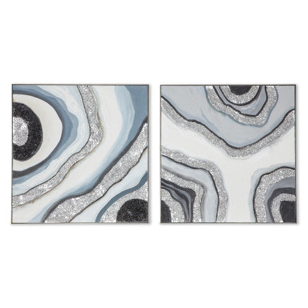 Agate Allure Hand Painted Framed Diptych