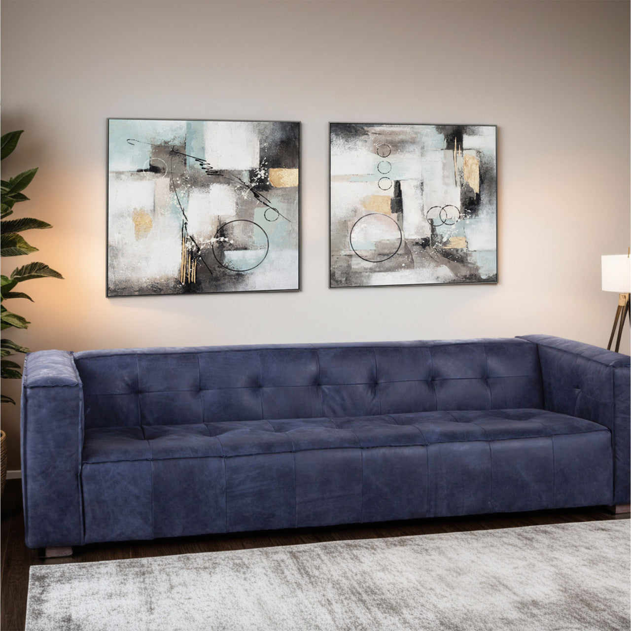 Circular Symphony Hand Painted Framed Diptych
