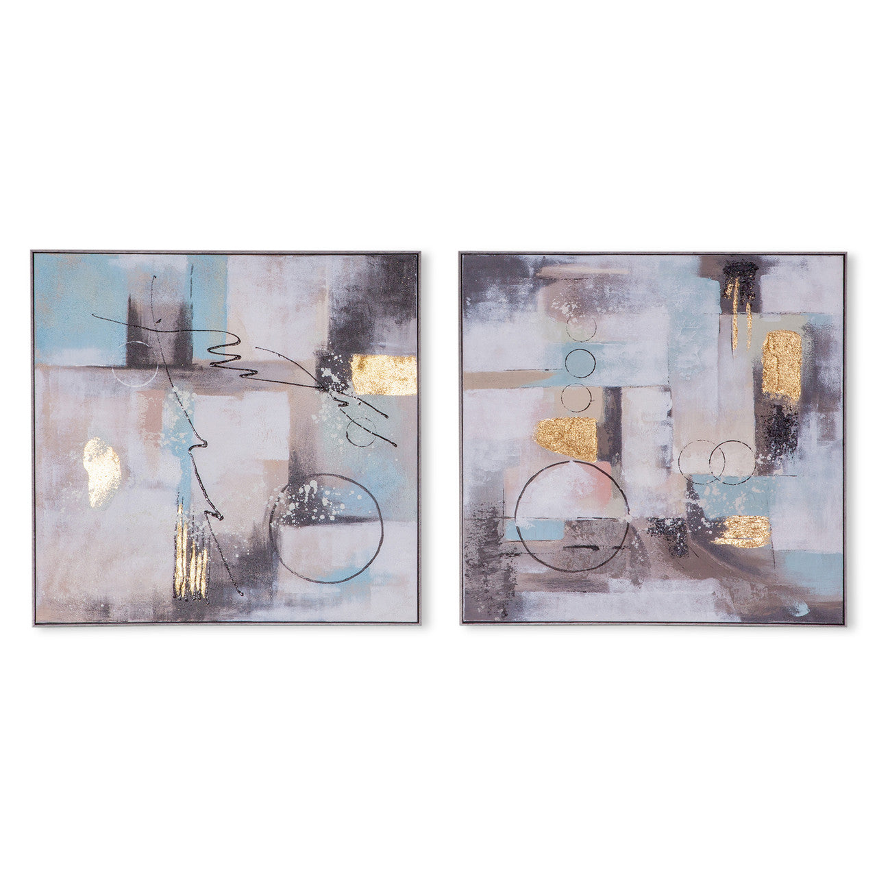 Circular Symphony Hand Painted Framed Diptych