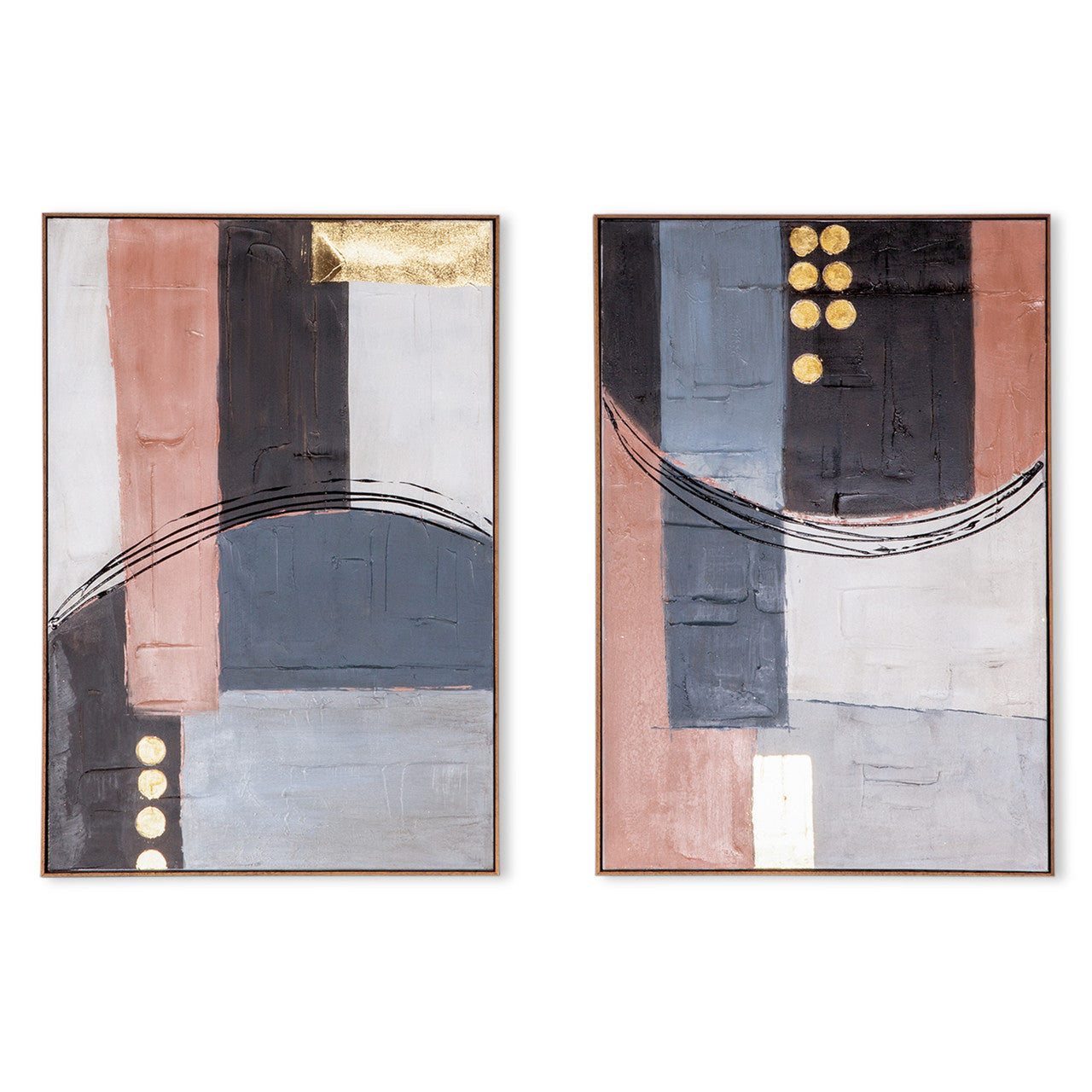 Cityscape Abstractions Hand Painted Framed Diptych