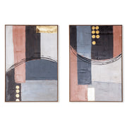 Cityscape Abstractions Hand Painted Framed Diptych
