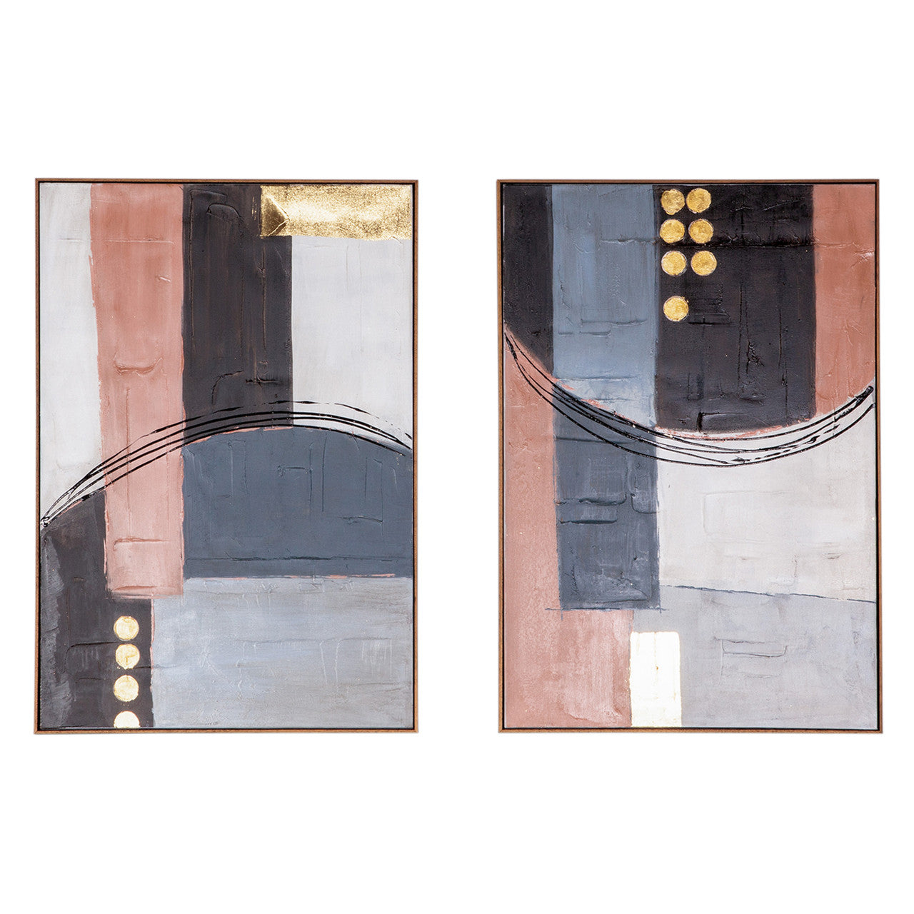 Cityscape Abstractions Hand Painted Framed Diptych