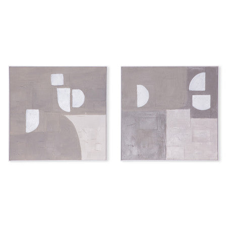 Cutout Collage Hand Painted Framed Diptych