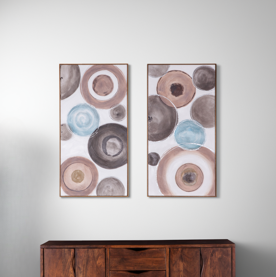 Delicate Dishes Hand Painted Framed Diptych