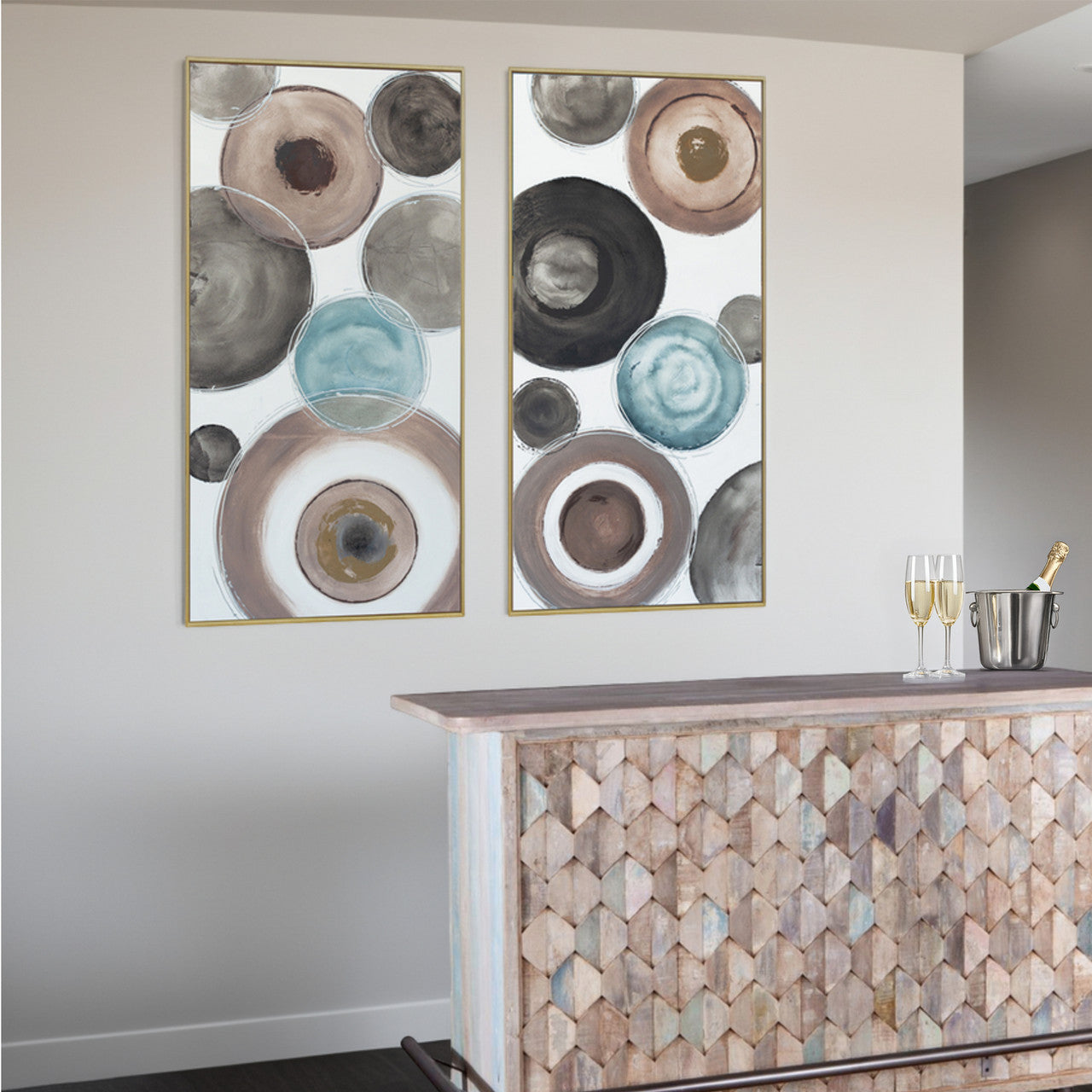 Delicate Dishes Hand Painted Framed Diptych