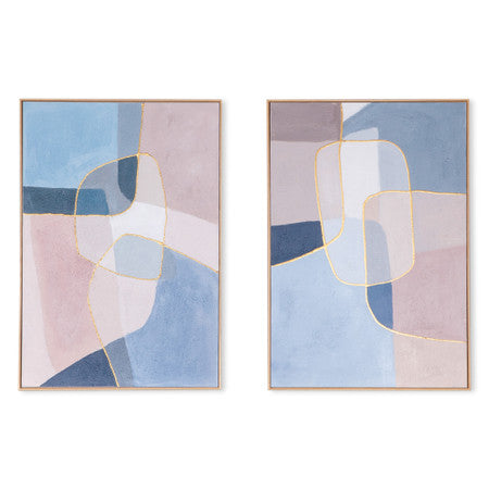 Glass Mosaic Hand Painted Framed Diptych