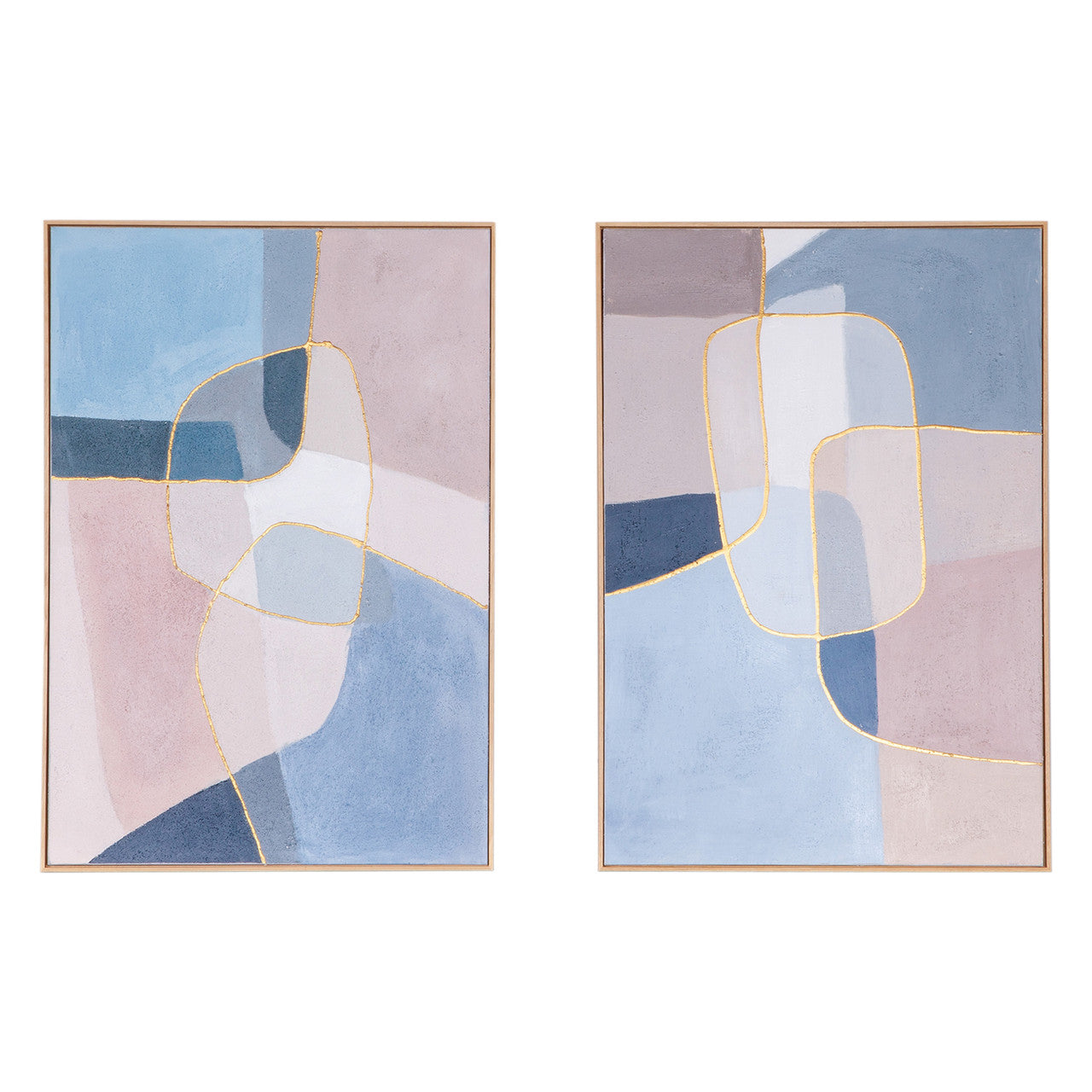 Glass Mosaic Hand Painted Framed Diptych