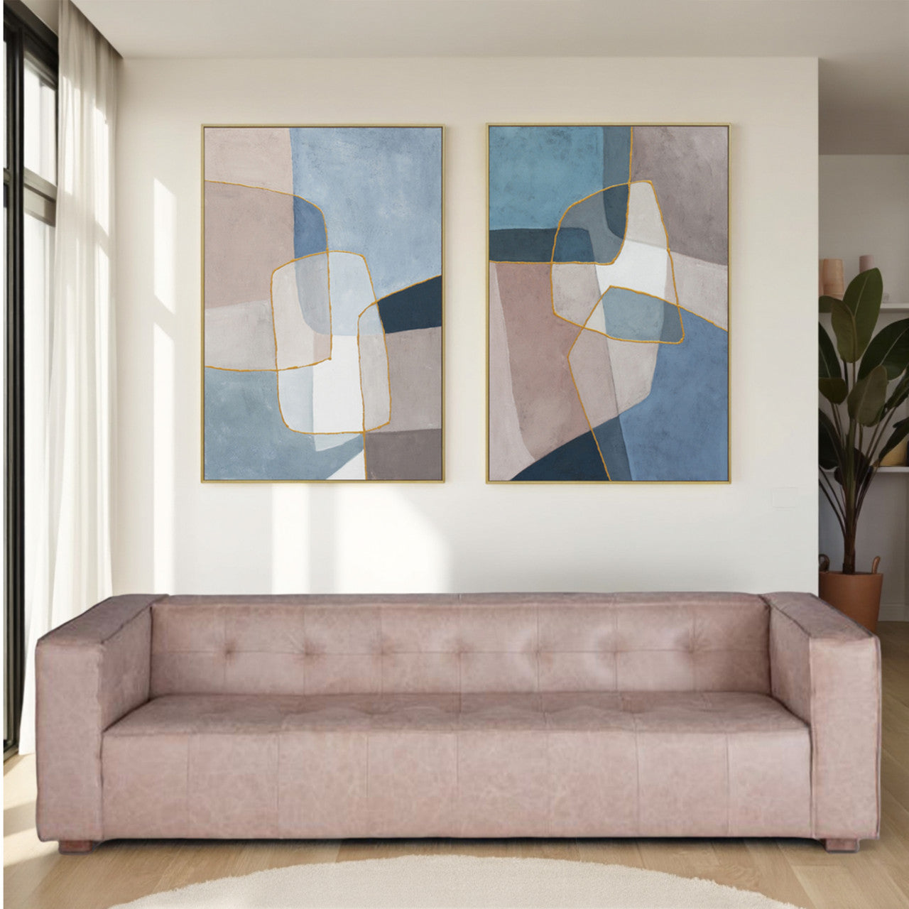 Glass Mosaic Hand Painted Framed Diptych