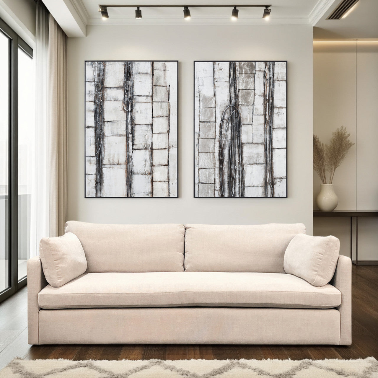 Nature Canvas Hand Painted Framed Diptych
