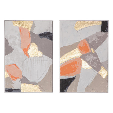 Pastel Patchwork 1 Hand Painted Framed Diptych