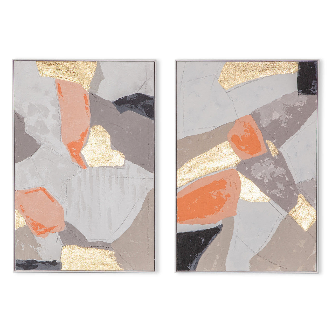 Pastel Patchwork 1 Hand Painted Framed Diptych