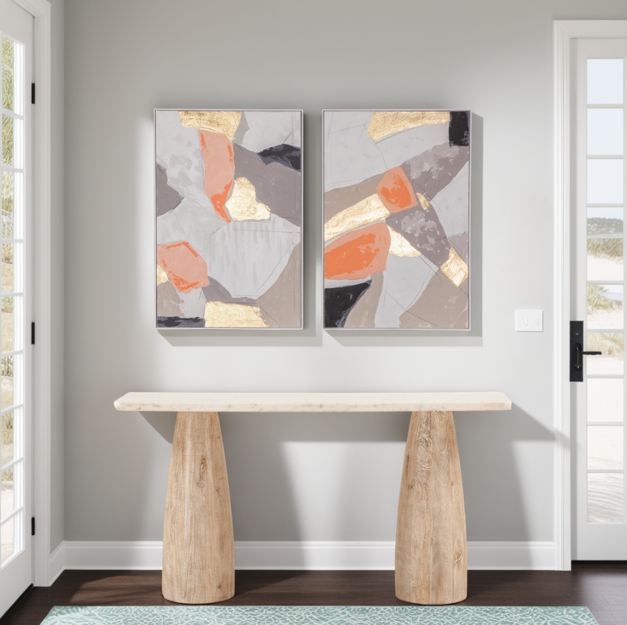 Pastel Patchwork 1 Hand Painted Framed Diptych