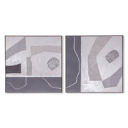 Modern Slate Hand Painted Framed Diptych