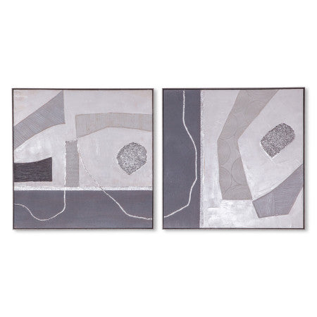 Modern Slate Hand Painted Framed Diptych