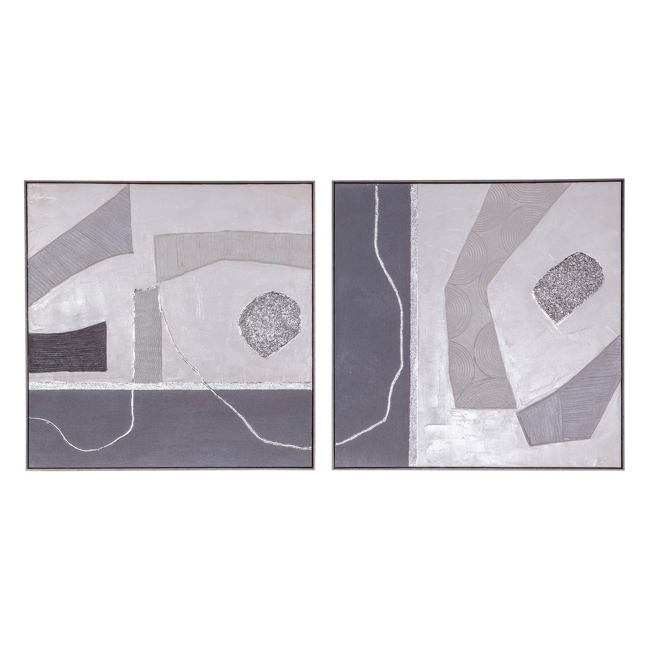 Modern Slate Hand Painted Framed Diptych
