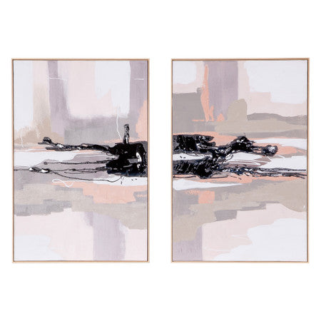 Vistas Unknown Hand Painted Framed Diptych